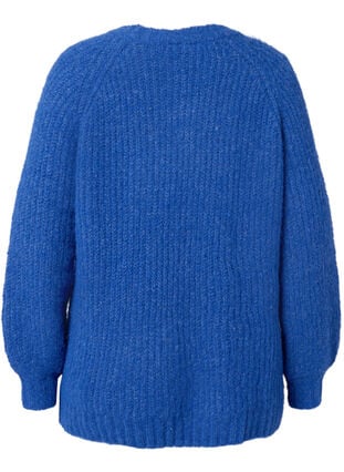 Stickad tröja med ull och raglanärmar, Princess Blue, Packshot image number 1