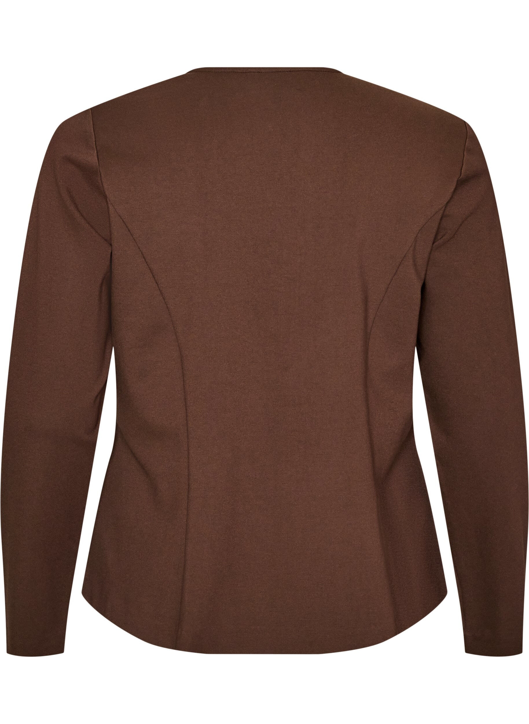 ZizziFigurn&auml;ra cardigan i jersey med dekorativa knappar, Brun, Packshot image number 1