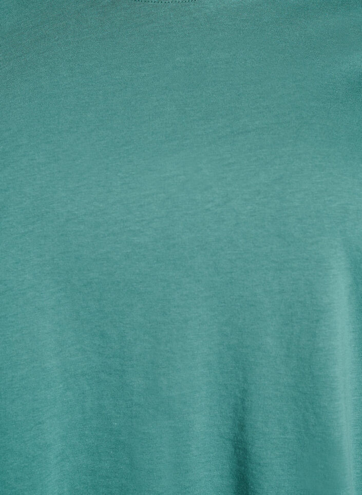 Enkel t-shirt i bomull med rund halsringning, Gr&ouml;n, Packshot image number 2