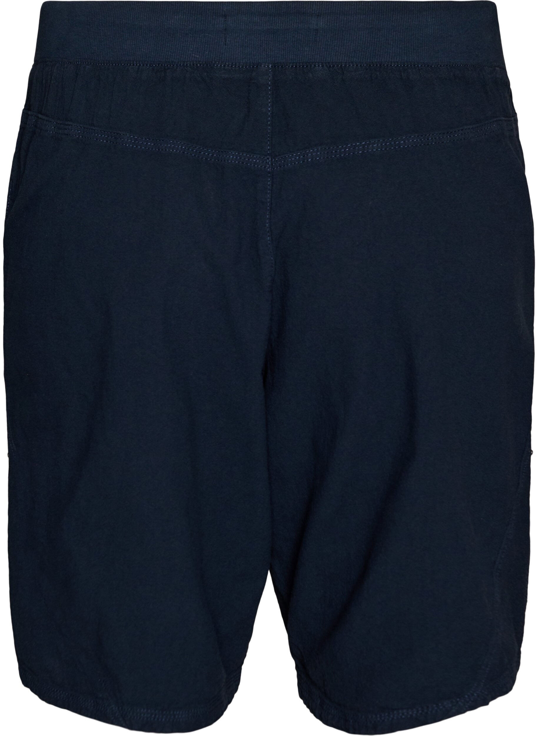 Zizzi L&ouml;sa shorts i bomull med fickor, Bl&aring;, Packshot image number 1