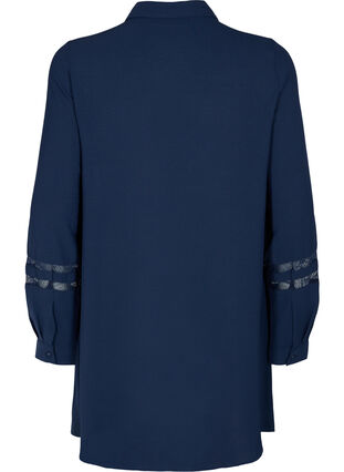 Lång skjorta med spetsdetaljer, Navy Blazer, Packshot image number 1