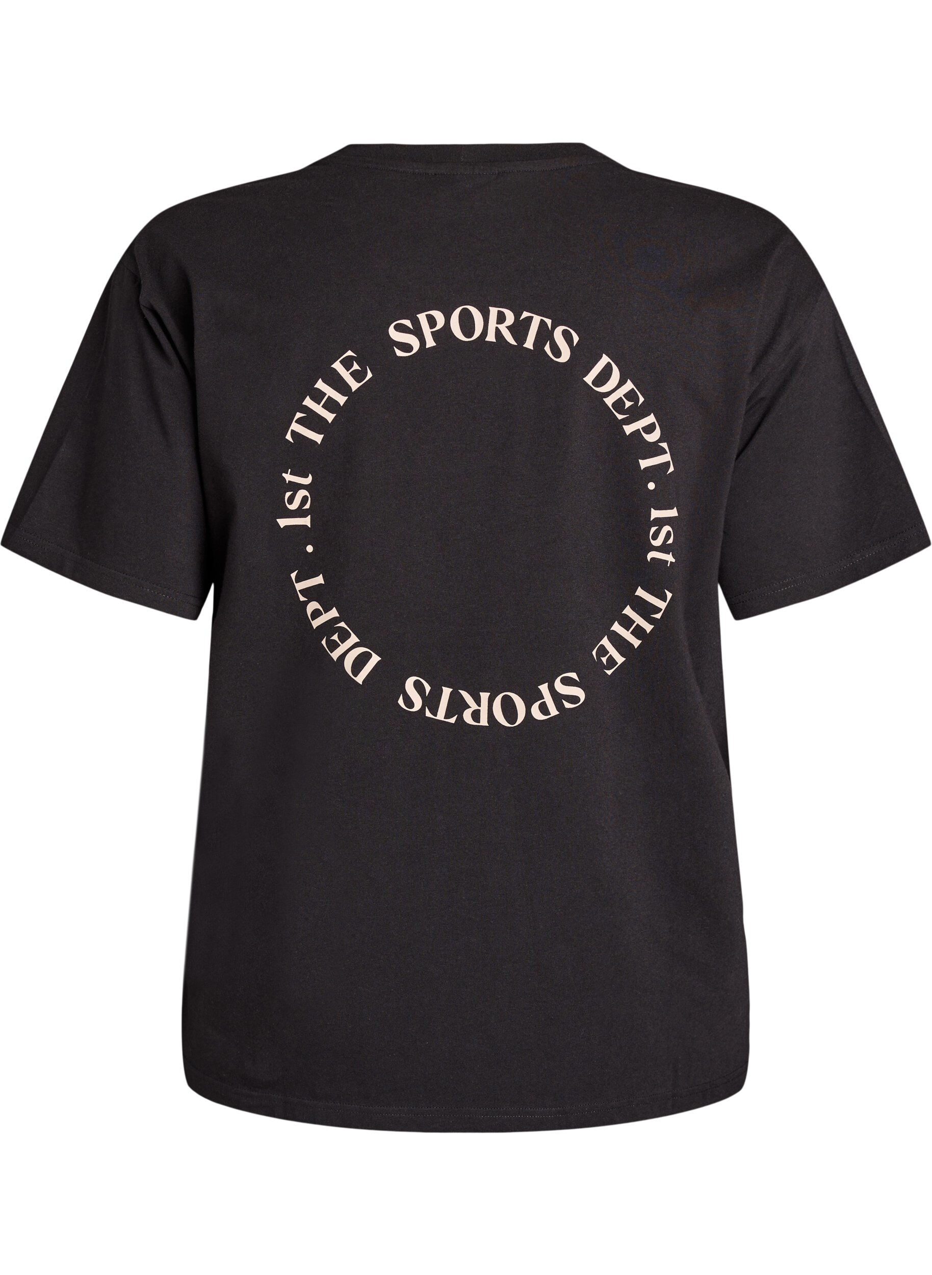 ZizziSportig t-shirt i ekologisk bomull, Svart, Packshot image number 1