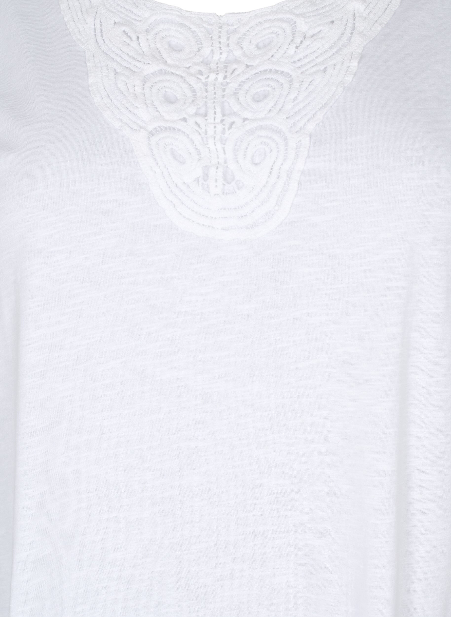 Zizzi &Auml;rml&ouml;s topp i bomull, Bright White, Packshot image number 2