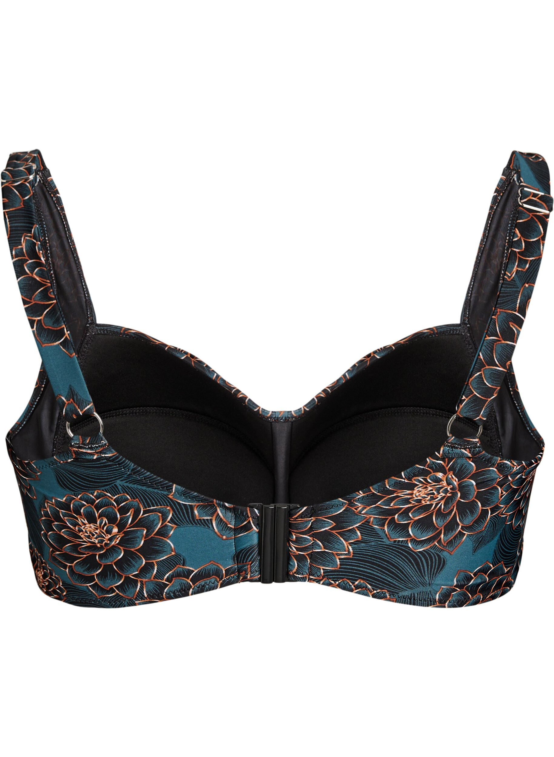 ZizziVadderad bikinitopp med tryck, Bl&aring;, Packshot image number 1
