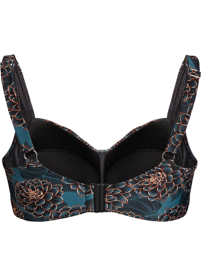 Vadderad bikinitopp med tryck, Bl&aring;, Packshot image number 1