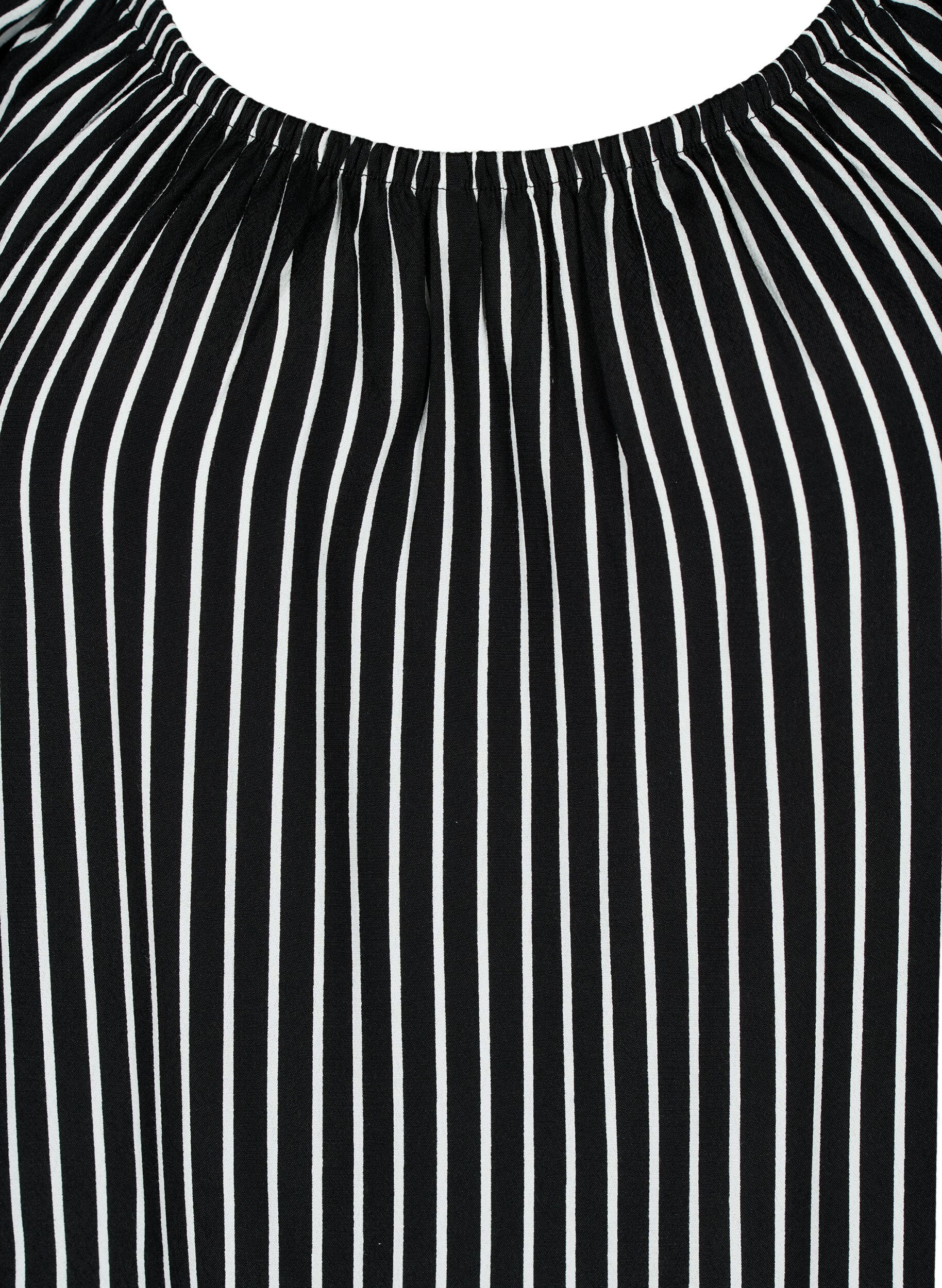 Zizzi Randig viskosblus med kort &auml;rm, Black/ White Stripe, Packshot image number 2