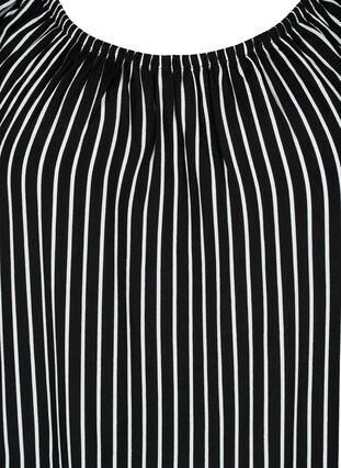 Randig viskosblus med kort ärm, Black/ White Stripe, Packshot image number 2