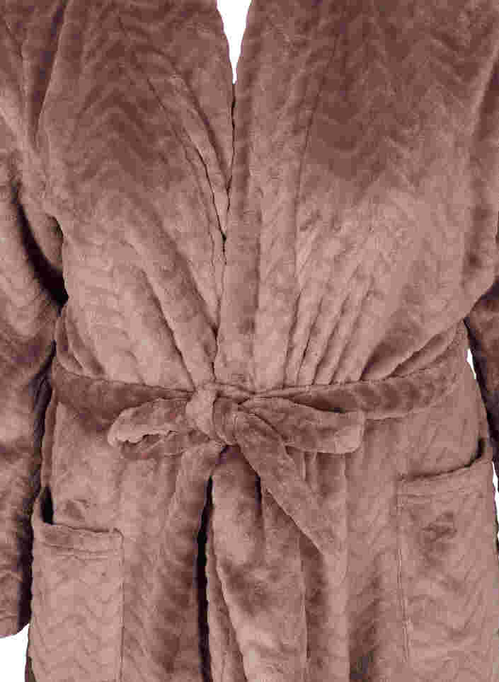 Kort mönstrad morgonrock med fickor, Rose Taupe, Packshot image number 2