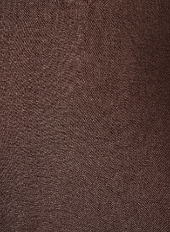Blus i ballongsilhuett med v-ringning, Brun, Packshot image number 2