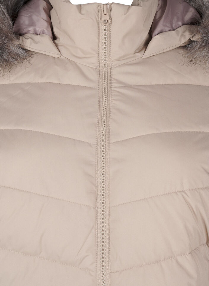 Kort pufferjacka med huva, Beige, Packshot image number 2
