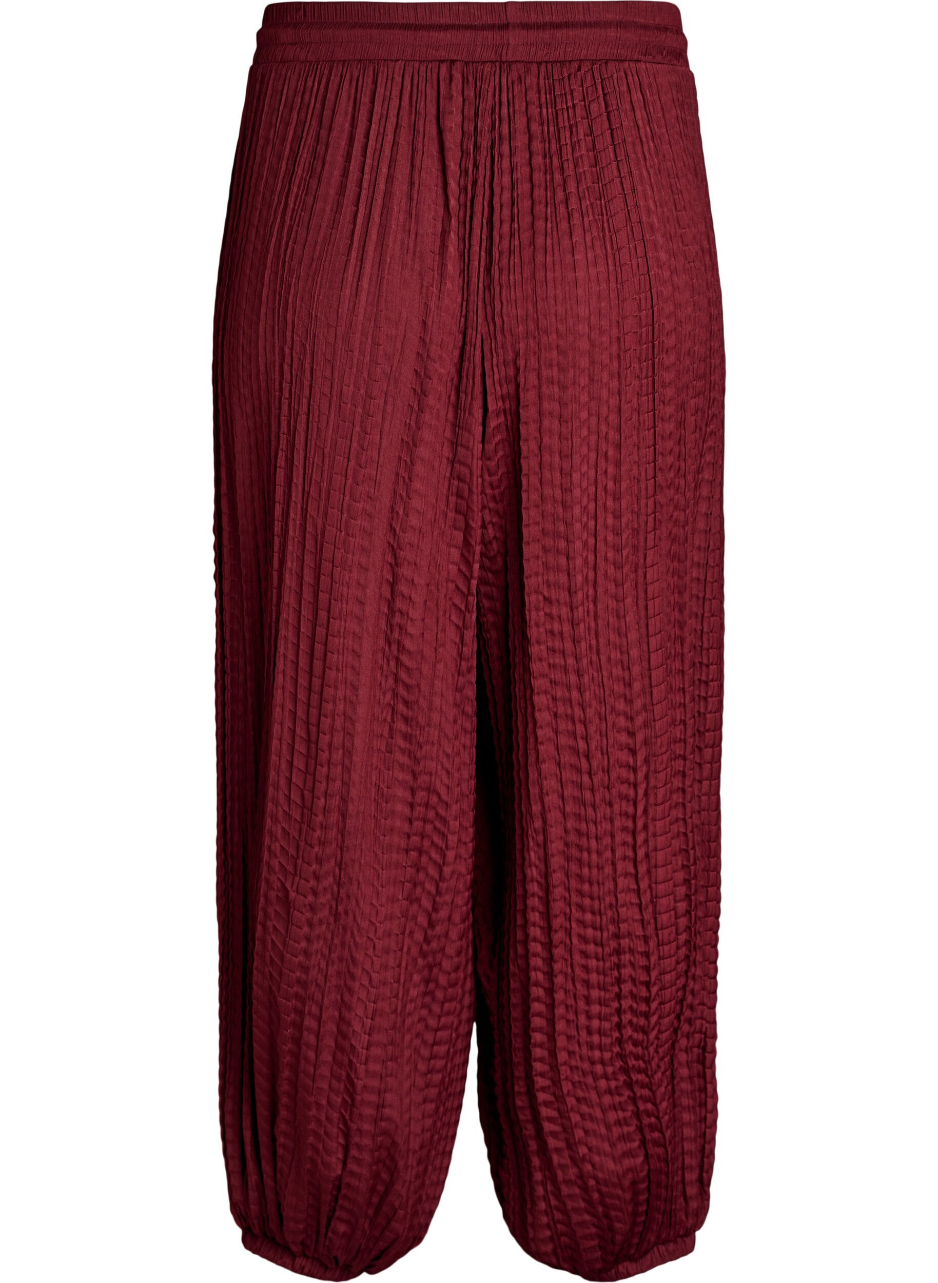 ZizziBallongbyxor med textur och res&aring;r i midjan, R&ouml;d, Packshot image number 1