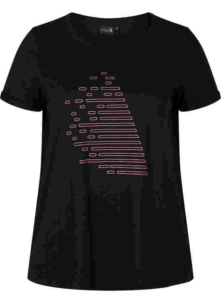  T-shirt till träning med print, Black Diva Pink, Packshot image number 0