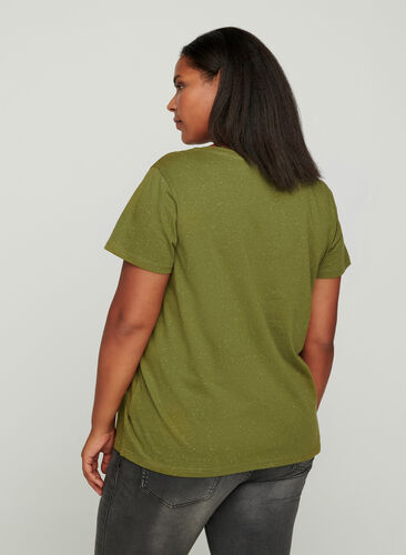 T-shirt med v-rigning, Green, Model image number 1