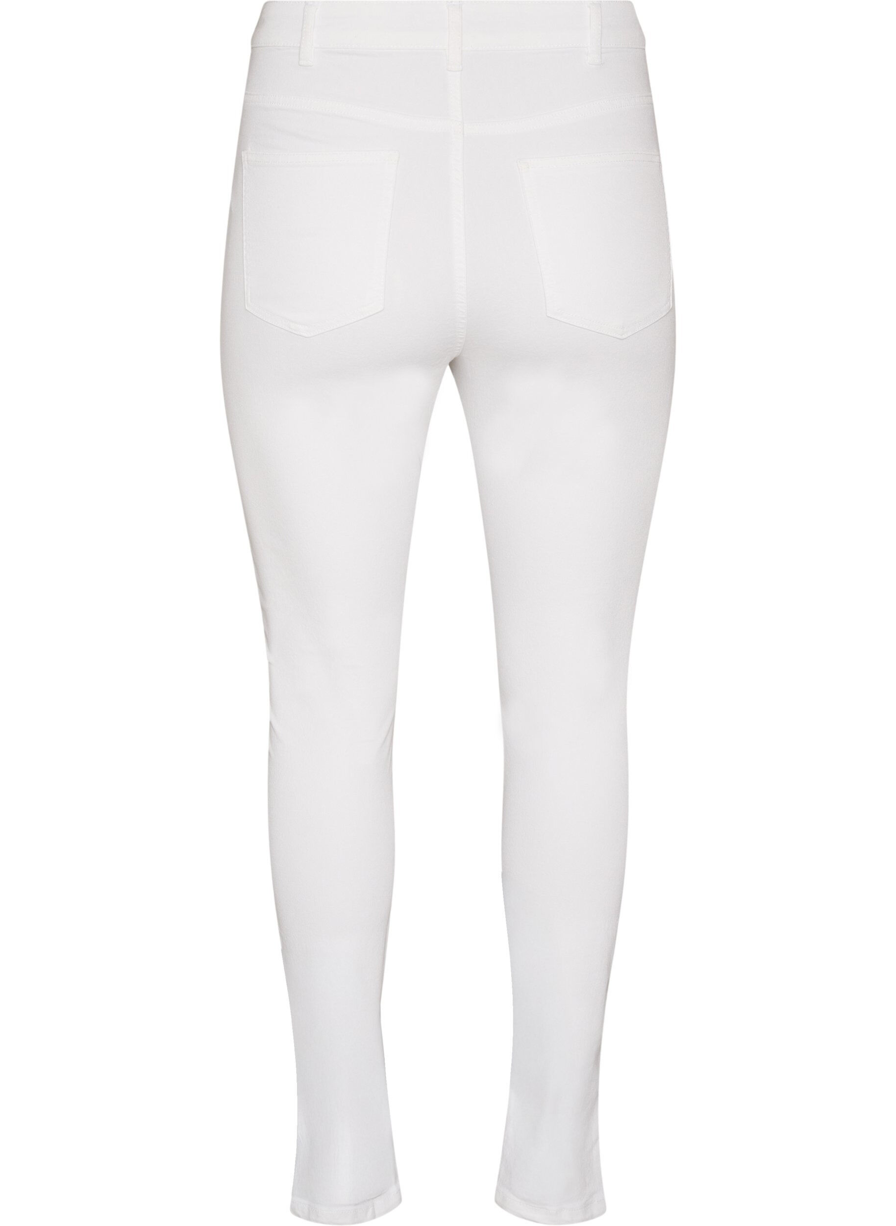 ZizziAmy jeans med h&ouml;g midja och supersmal passform, Vit, Packshot image number 1