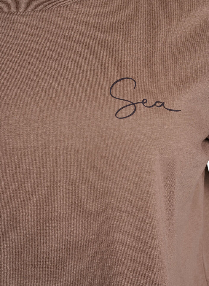 T-shirt med tryck fram och bak, Brun, Packshot image number 2