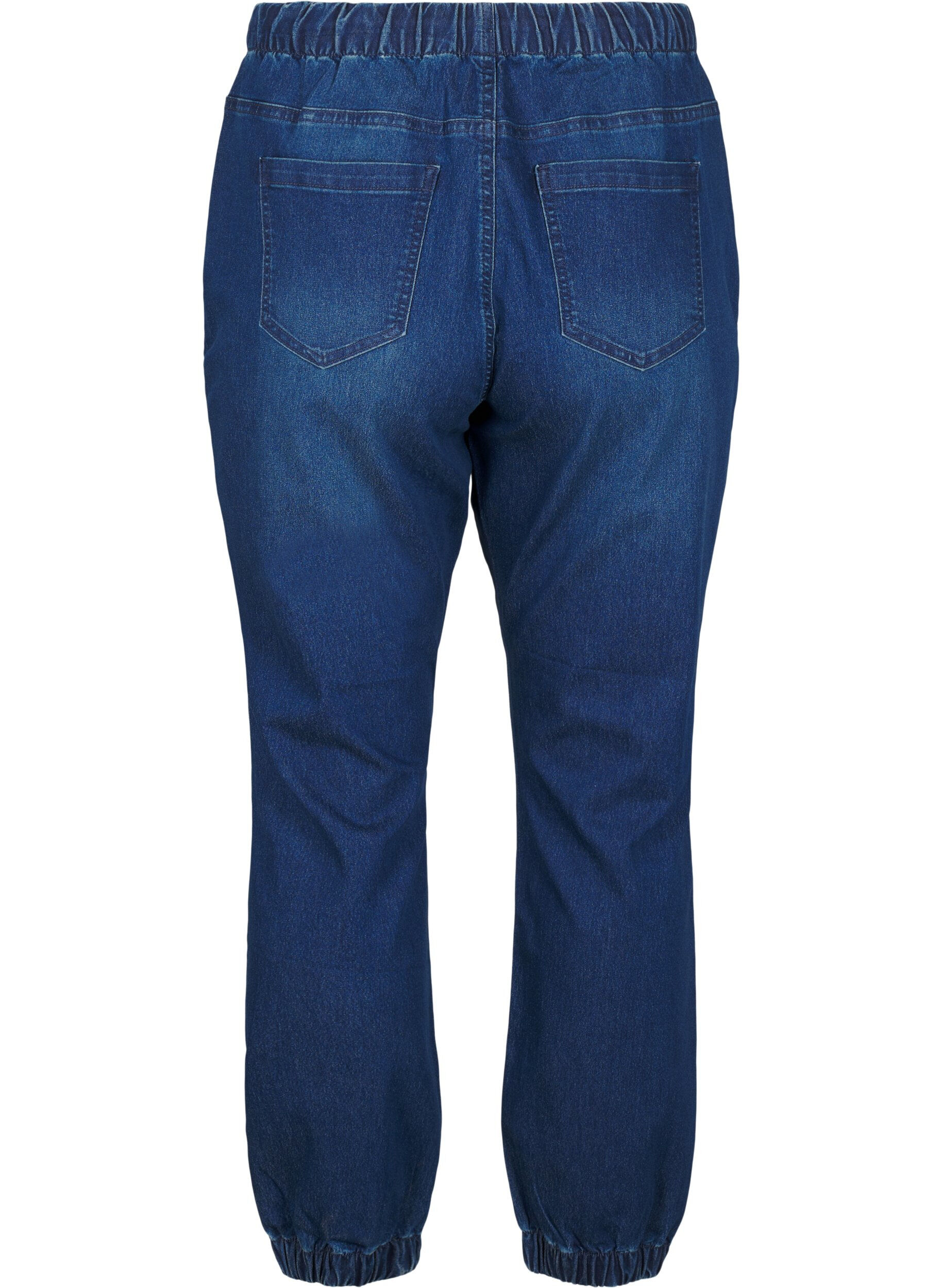 ZizziJoggingbyxor i denim med fickor, Bl&aring;, Packshot image number 1