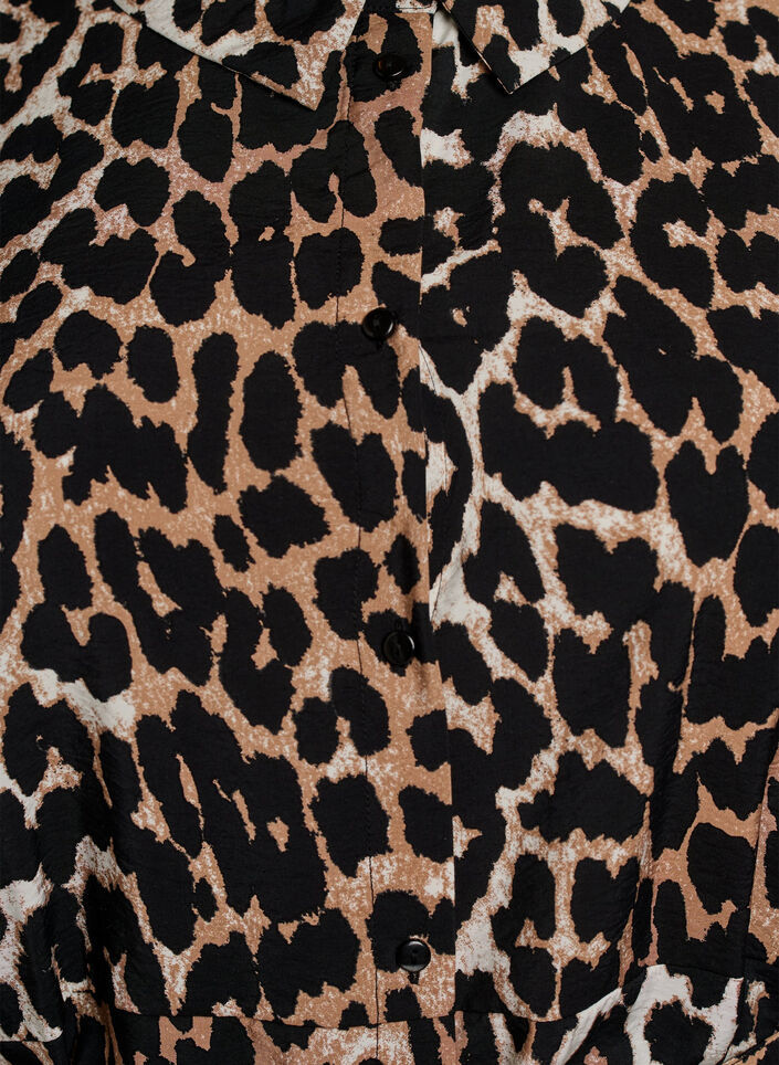 M&ouml;nstrad tunika med knytsk&auml;rp och 3/4-&auml;rmar, Brun, Packshot image number 2