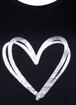 T-shirt från FLASH med tryck, Black Silver Heart, Packshot image number 2