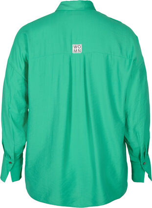 Enfärgad viskosskjorta med långa ärmar, Mint, Packshot image number 1