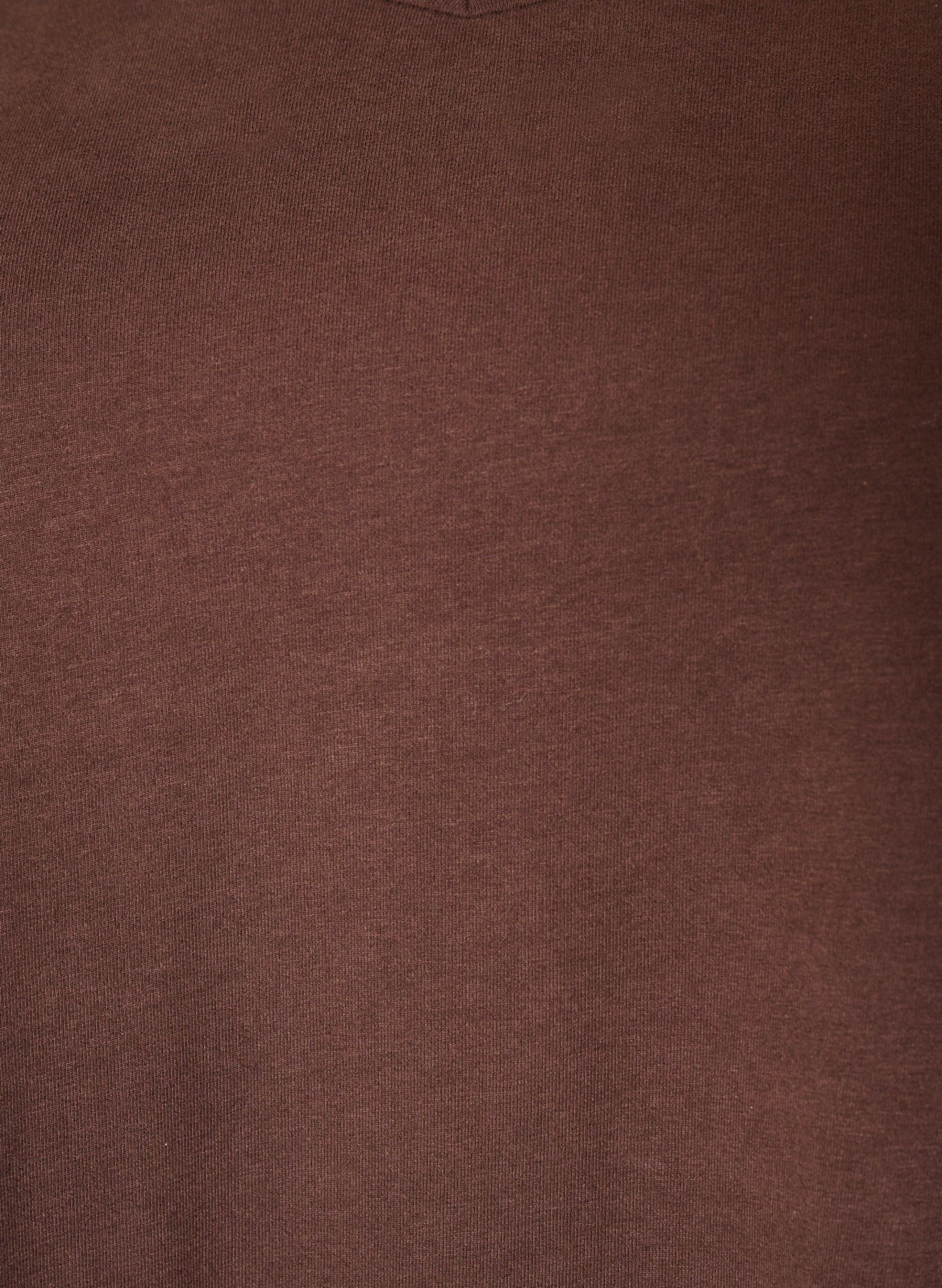 ZizziEnf&auml;rgad t-shirt i bomull, Brun, Packshot image number 2
