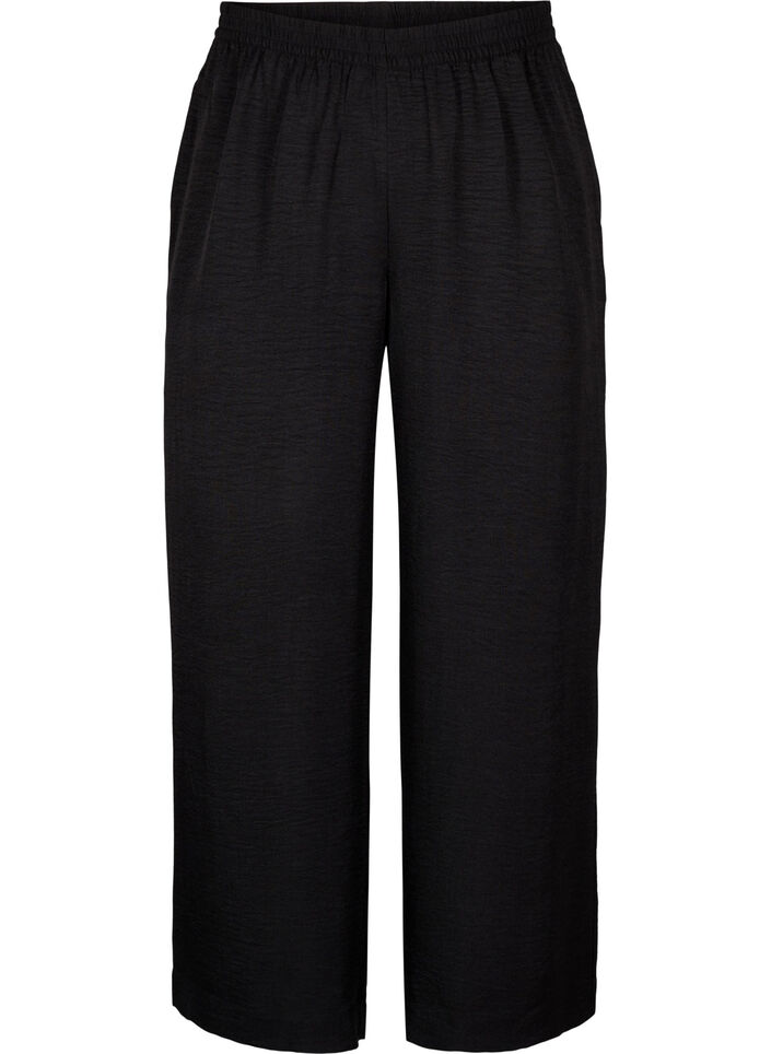 L&ouml;sa byxor med res&aring;r i midjan och fickor, Svart, Packshot image number 0