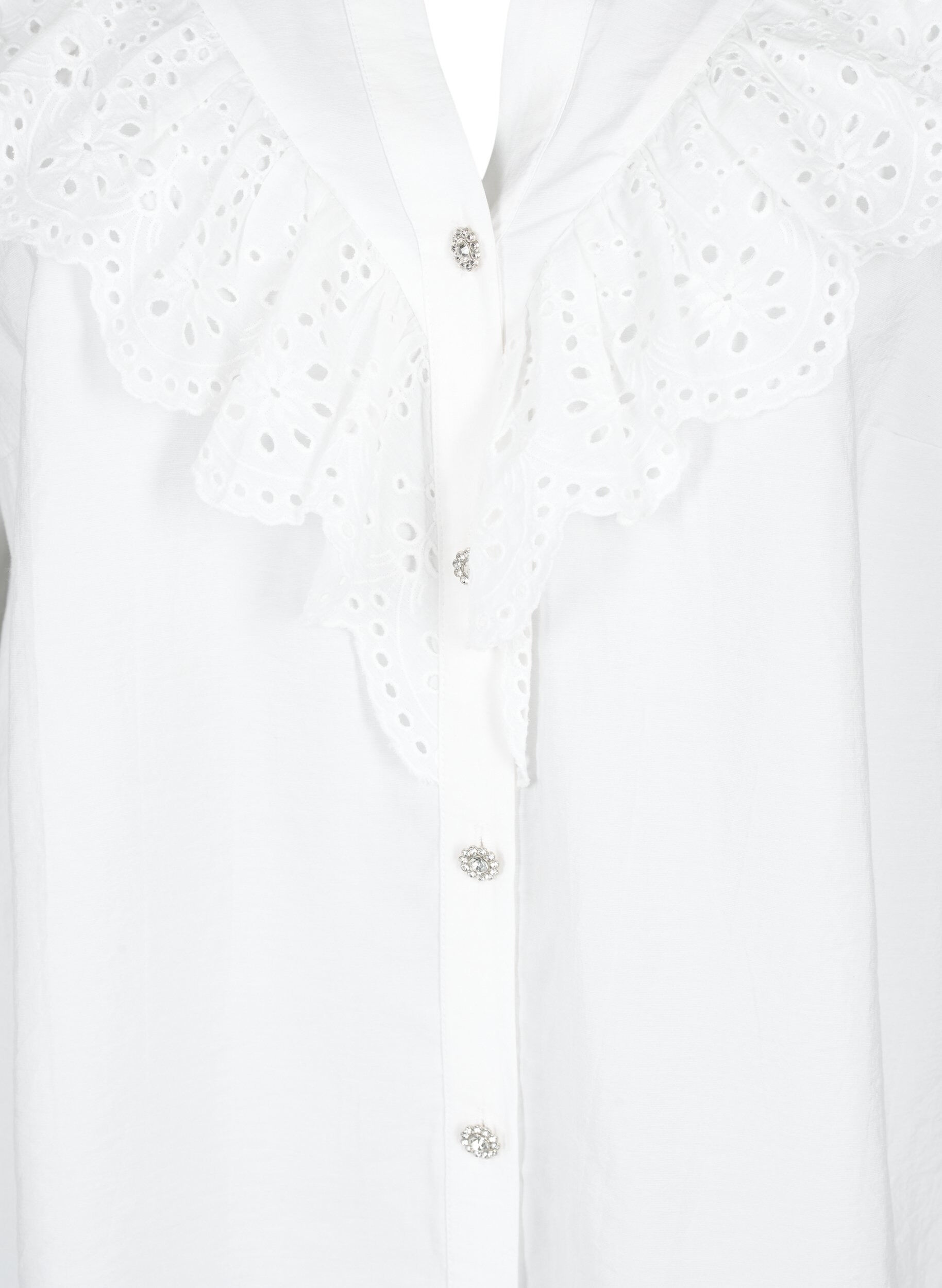 Zizzi Skjortblus i viskos med volanger, Bright White, Packshot image number 2