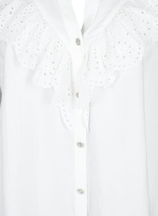 Skjortblus i viskos med volanger, Bright White, Packshot image number 2