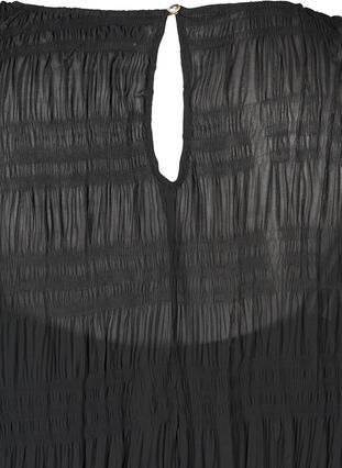 Strukturerad tunika med puffärmar, Black, Packshot image number 3