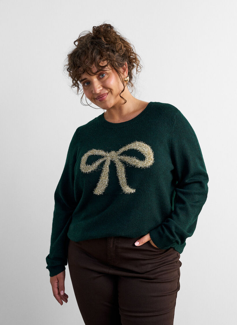 Tr&ouml;ja med glitterrosett, Gr&ouml;n, Model image number 0