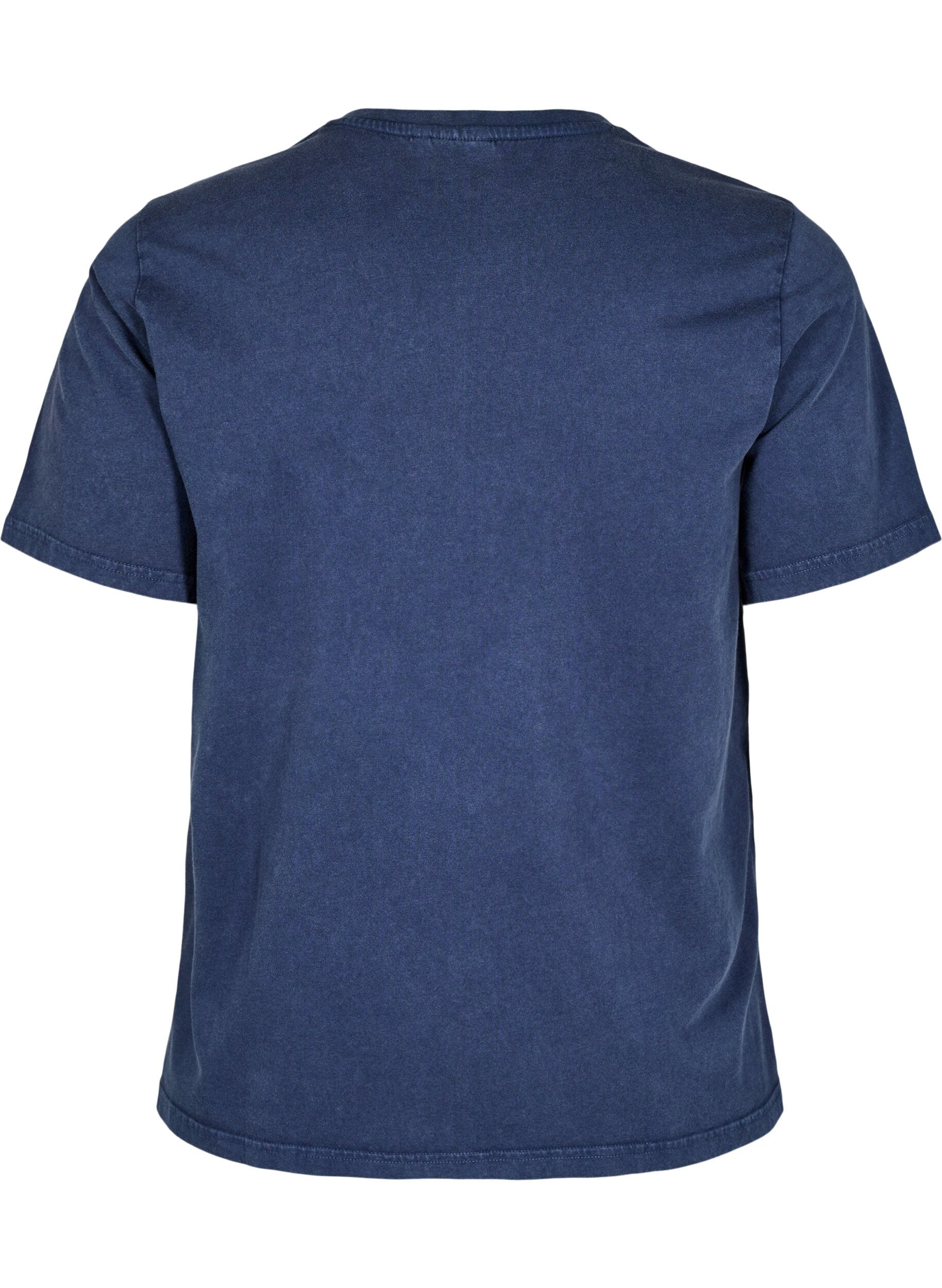 Zizzi T-shirt med &ouml;ljetter och tryck, Navy Washed , Packshot image number 1