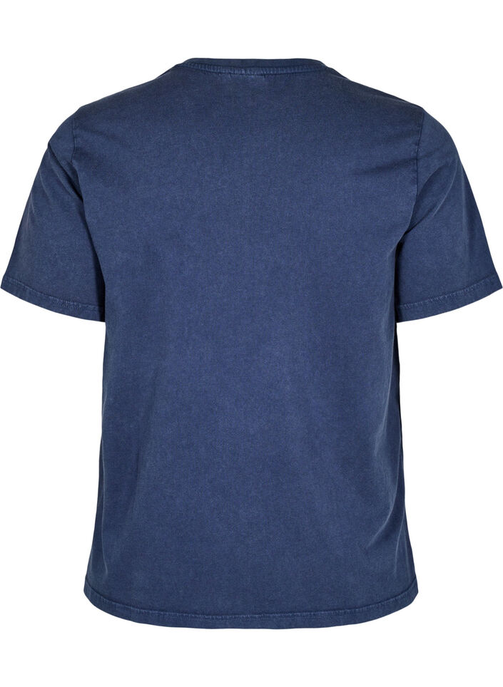 T-shirt med öljetter och tryck, Navy Washed , Packshot image number 1