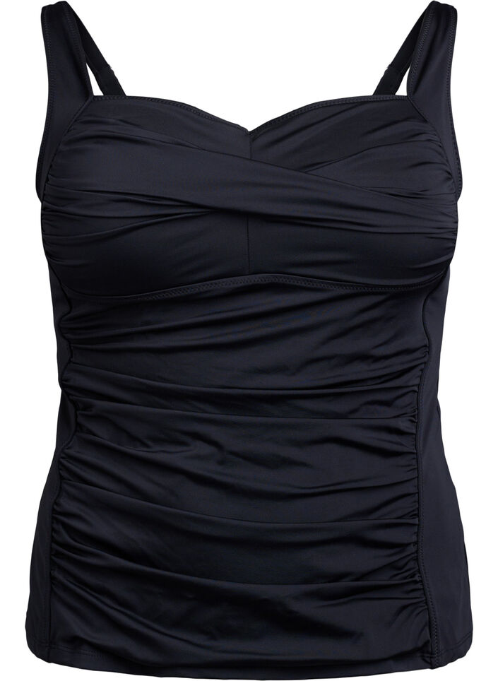 Tankini med drapering, Svart, Packshot image number 0