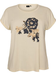 T-shirt med dekorativt tryck framtill, Vanilla