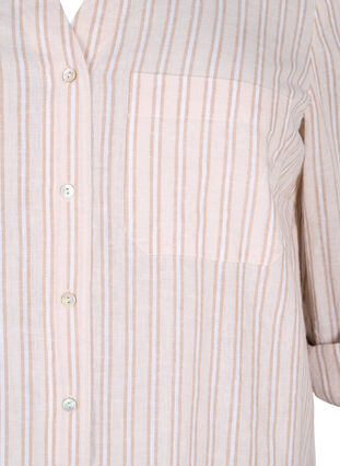 Skjortblus med knäppning i bomulls- och linneblandning, Sandshell White, Packshot image number 2
