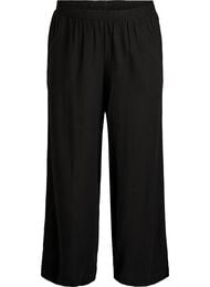 Byxor med vida ben i linne och viskos, Svart