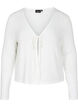 Ribbstickad cardigan med snörning, White, Packshot image number 0