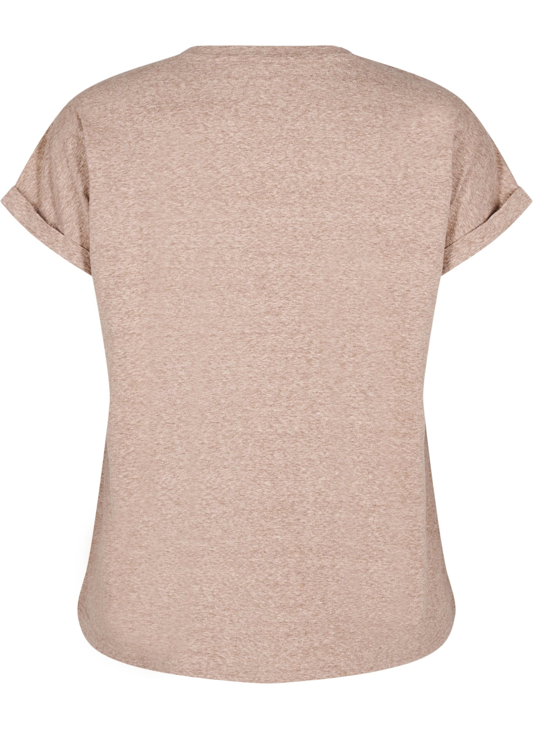 Zizzi Melerad t-shirt med korta &auml;rmar, Brun, Packshot image number 1