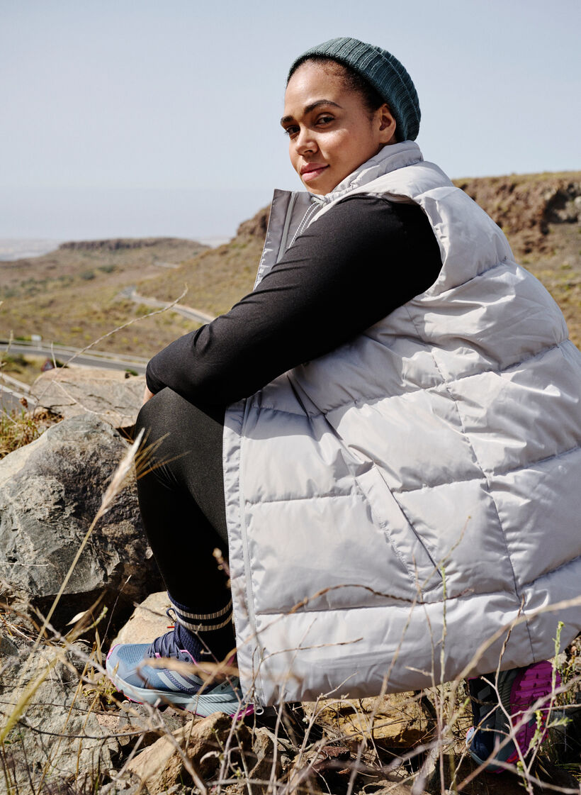 Sportig väst med hög krage och fickor, Pearl Blue, Image image number 1