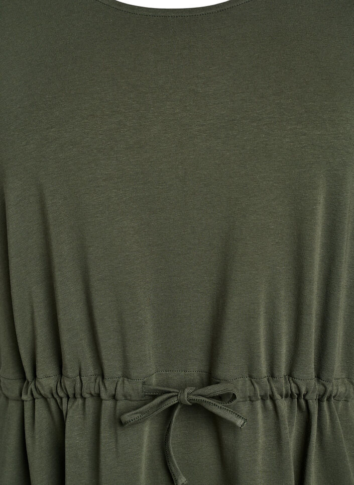 Midiklänning i bomull med korta ärmar, Grön, Packshot image number 2