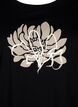 T-shirt med motiv, Black w. Flower, Packshot image number 2