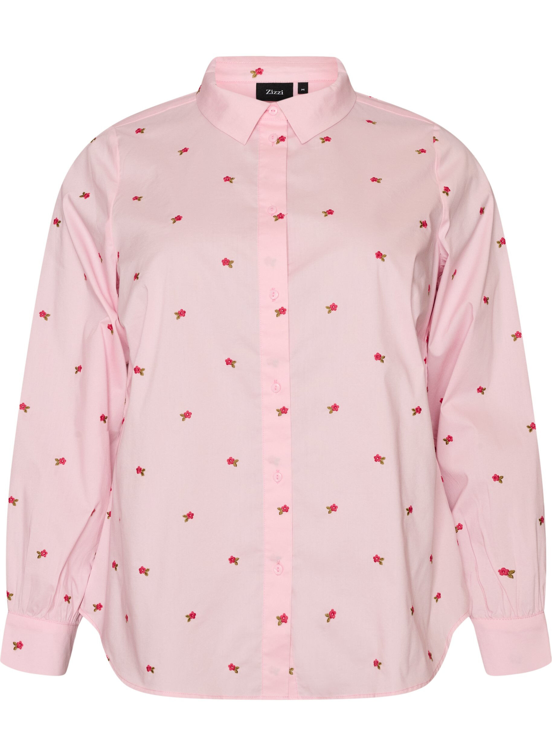 ZizziSkjorta med broderade blommor, Rosa, Packshot image number 0