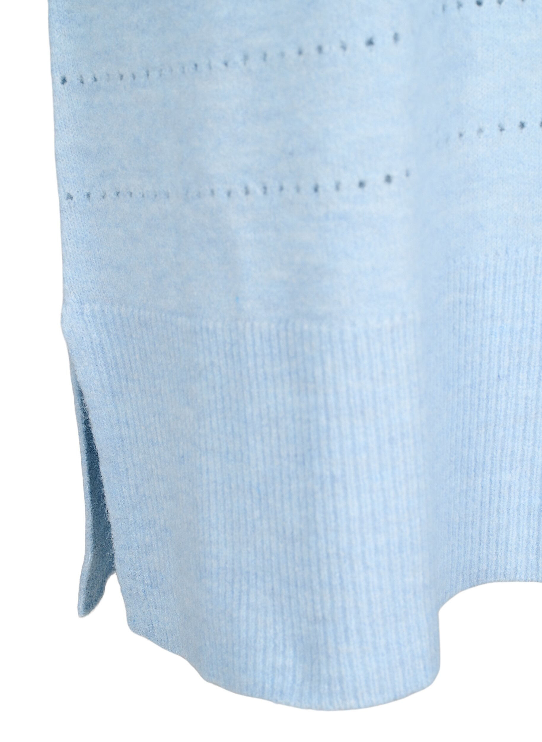 Zizzi Stickad kl&auml;nning med slitsar och h&aring;lm&ouml;nster, Cashmere Blue Mel., Packshot image number 3