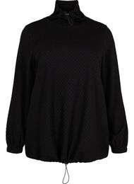 Sweatshirt med hög hals och justerbart snöre, Black