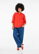 Blus med 3/4-ärm och blommig broderi, Flame Scarlet, Model image number 2