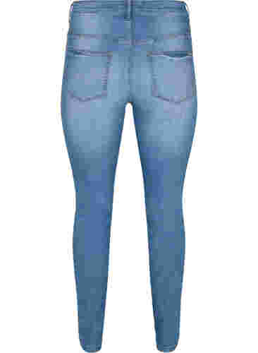Emily jeans i slim fit med normalhög midja , Blue denim, Packshot image number 1