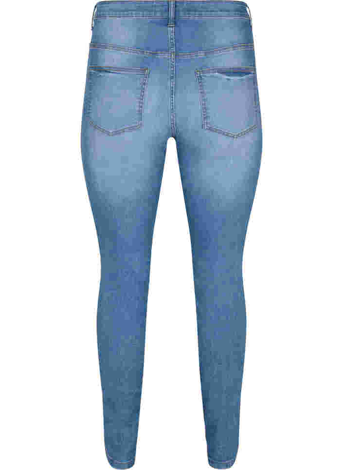 Emily jeans i slim fit med normalhög midja , Blue denim, Packshot image number 1