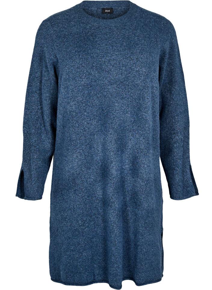 Stickad klänning med slitsar, Bering Sea Mel., Packshot image number 0