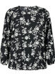 Blus med puff&auml;rm, Black Flower AOP, Packshot image number 0