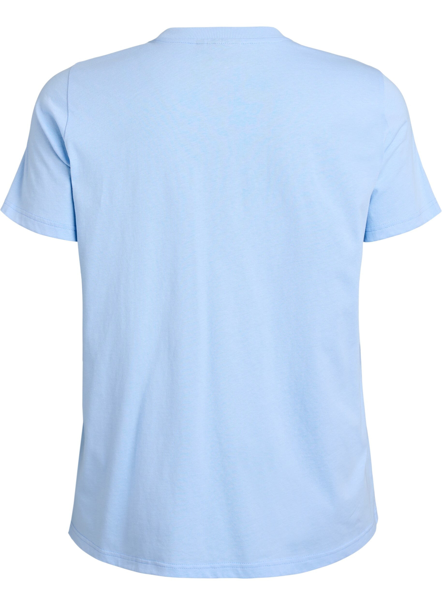 ZizziEnkel t-shirt i bomull med rund halsringning, Bl&aring;, Packshot image number 1
