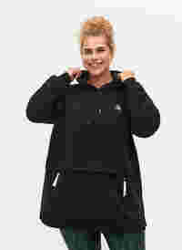 Sweatshirt med huva och fickor, Black, Model